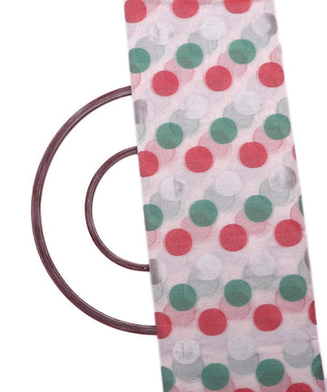 white green big polka pattern chanderi silk fabric